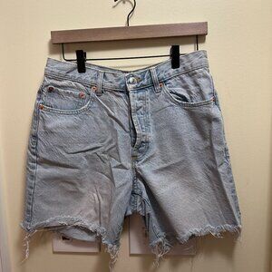 Ripped Denim Bermuda Shorts